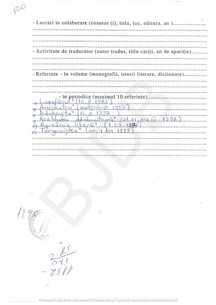 M-1290-2 - Fisa de scriitor GEACĂR IOANA